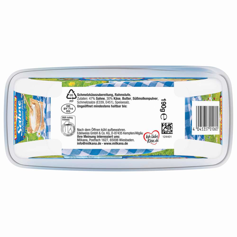 Produktabbildung Milkana Schmelzkäse, Sahne mit Allgäuer Milch