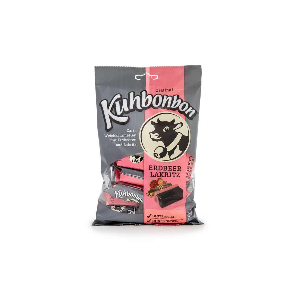 Produktabbildung Kuhbonbon Weichkaramellen, Erdbeer-Lakritz