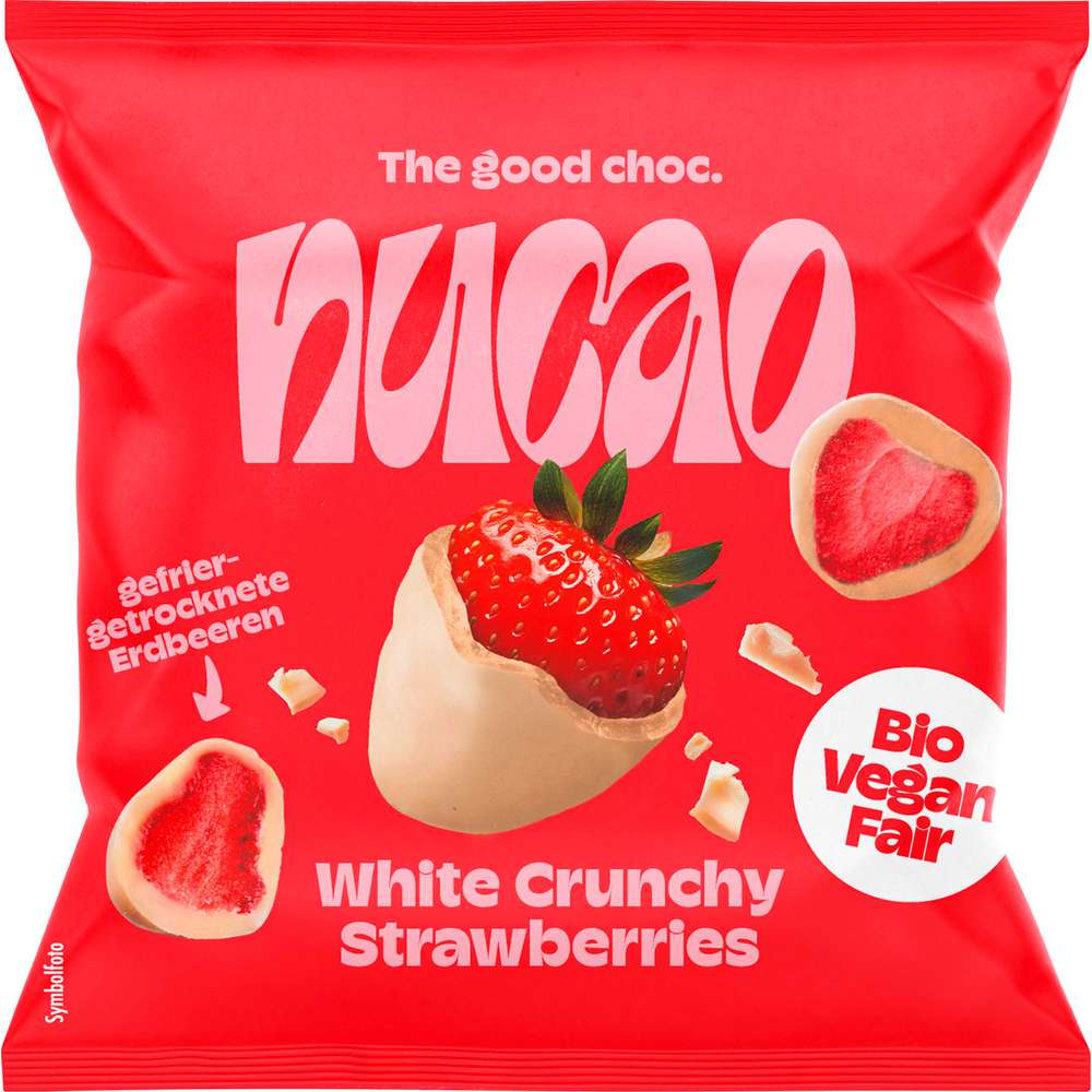 Produktabbildung nucao Bio Erdbeeren mit Schokoladenüberzug
