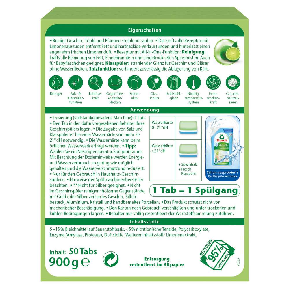 Produktabbildung Frosch Spülmaschinen-Tabs, All-in-1, Limone