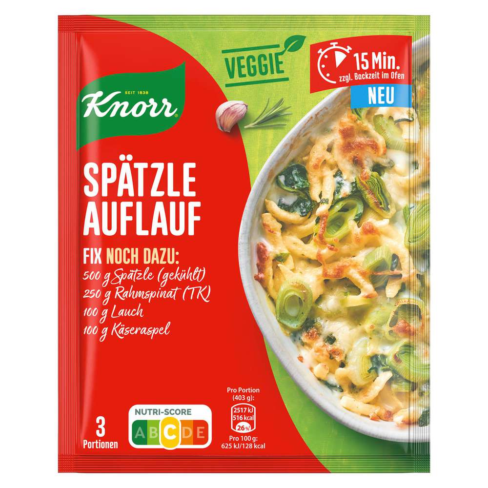 Produktabbildung Knorr Fix Würzmischung, Spätzle Auflauf Veggie