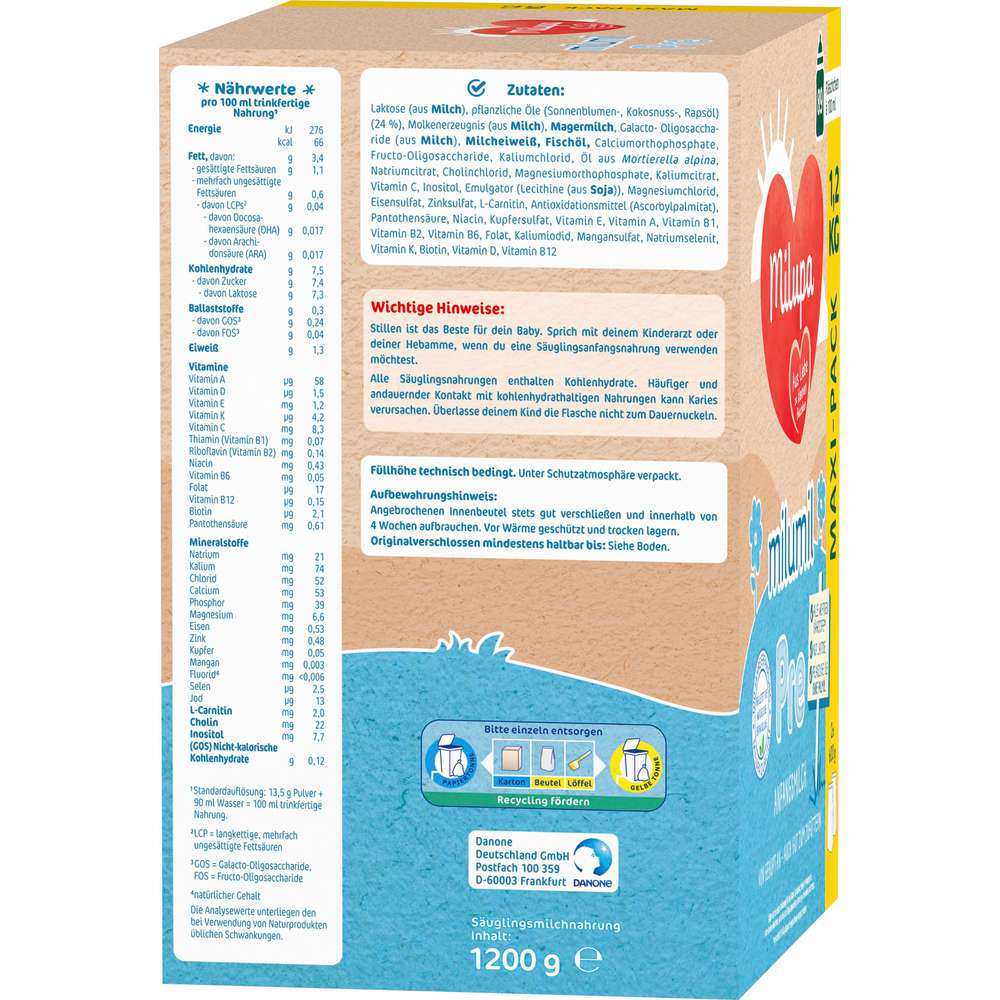 Produktabbildung Milupa Milumil Anfangsmilch, Pre