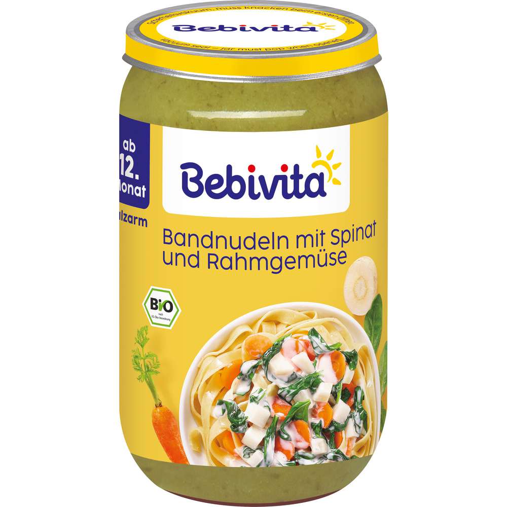 Produktabbildung Bebivita Bandnudeln mit Spinat & Rahmgemüse