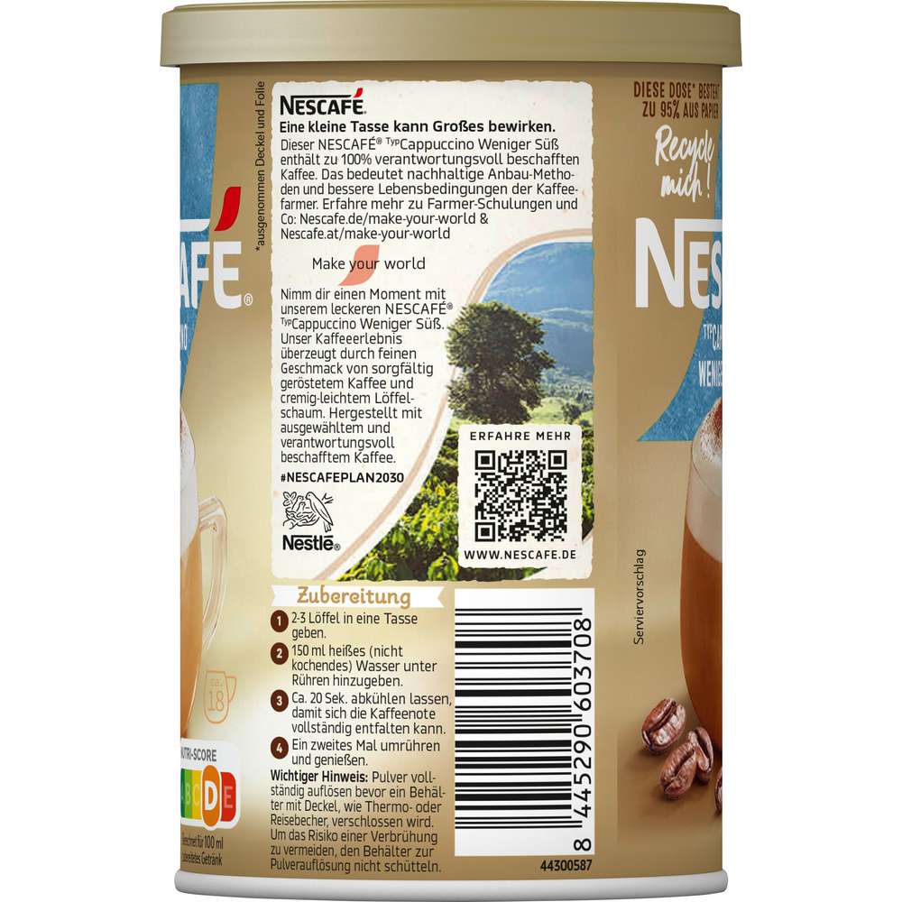 Produktabbildung Nescafe Instant Cappuccino, weniger süß