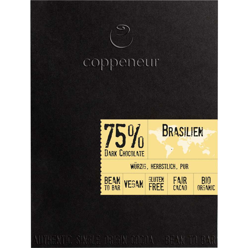 Produktabbildung coppeneur Bio Tafelschokolade Brasilien, 75% Cacao