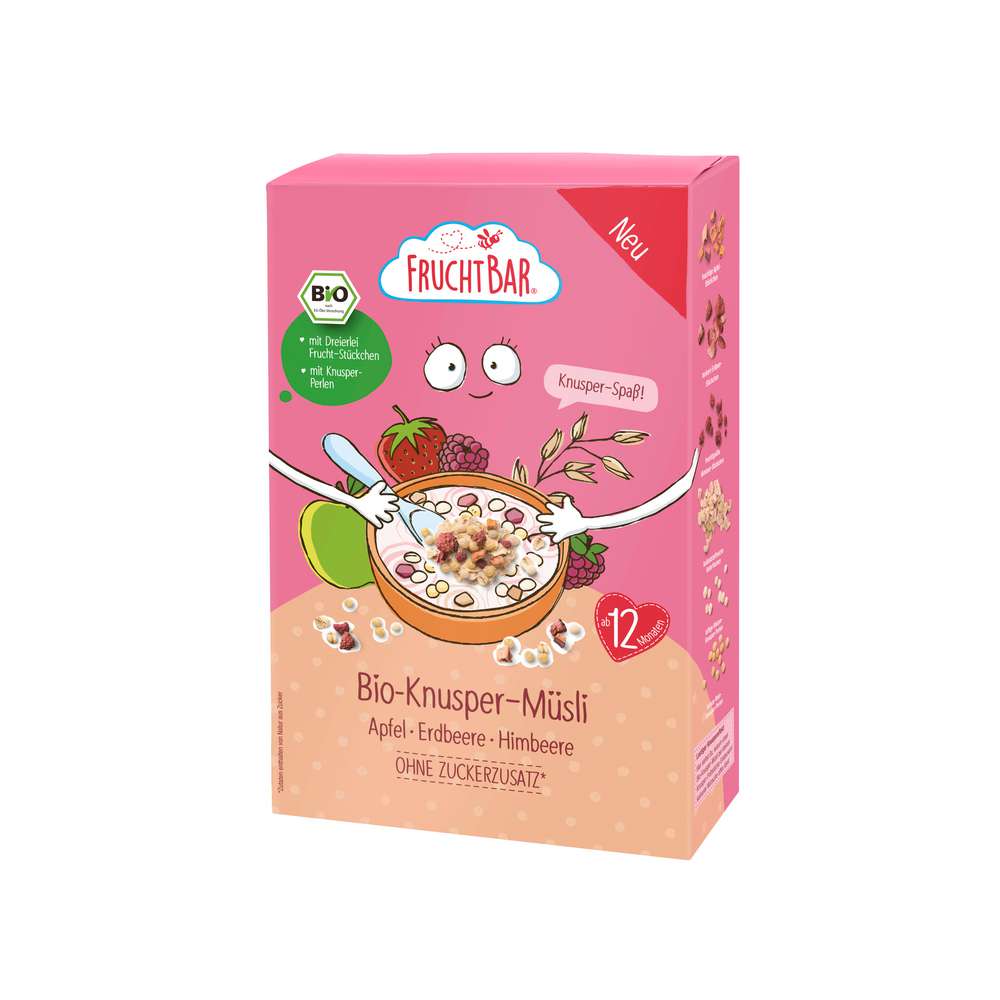Produktabbildung Fruchtbar Bio-Knusper-Müsli, Apfel-Erdbeere-Himbeere