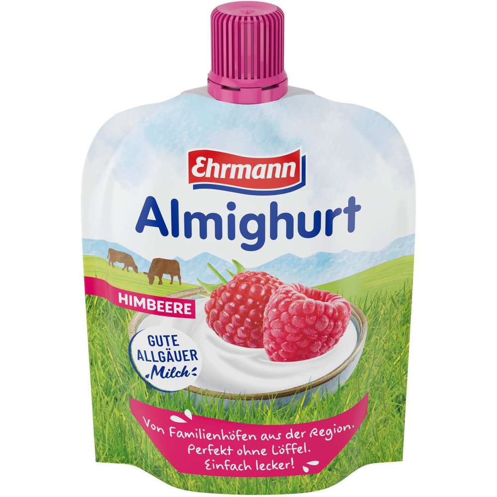Produktabbildung Ehrmann Trinkjoghurt Almighurt Quetschbeutel Himbeere