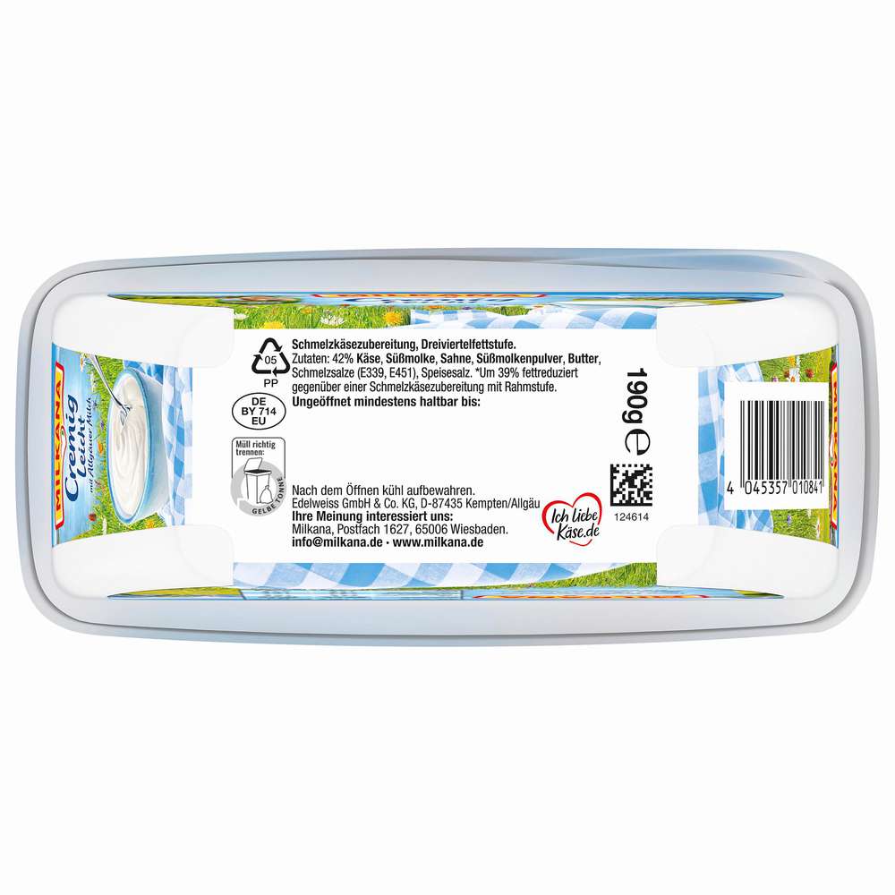 Produktabbildung Milkana Schmelzkäse Cremig Leicht