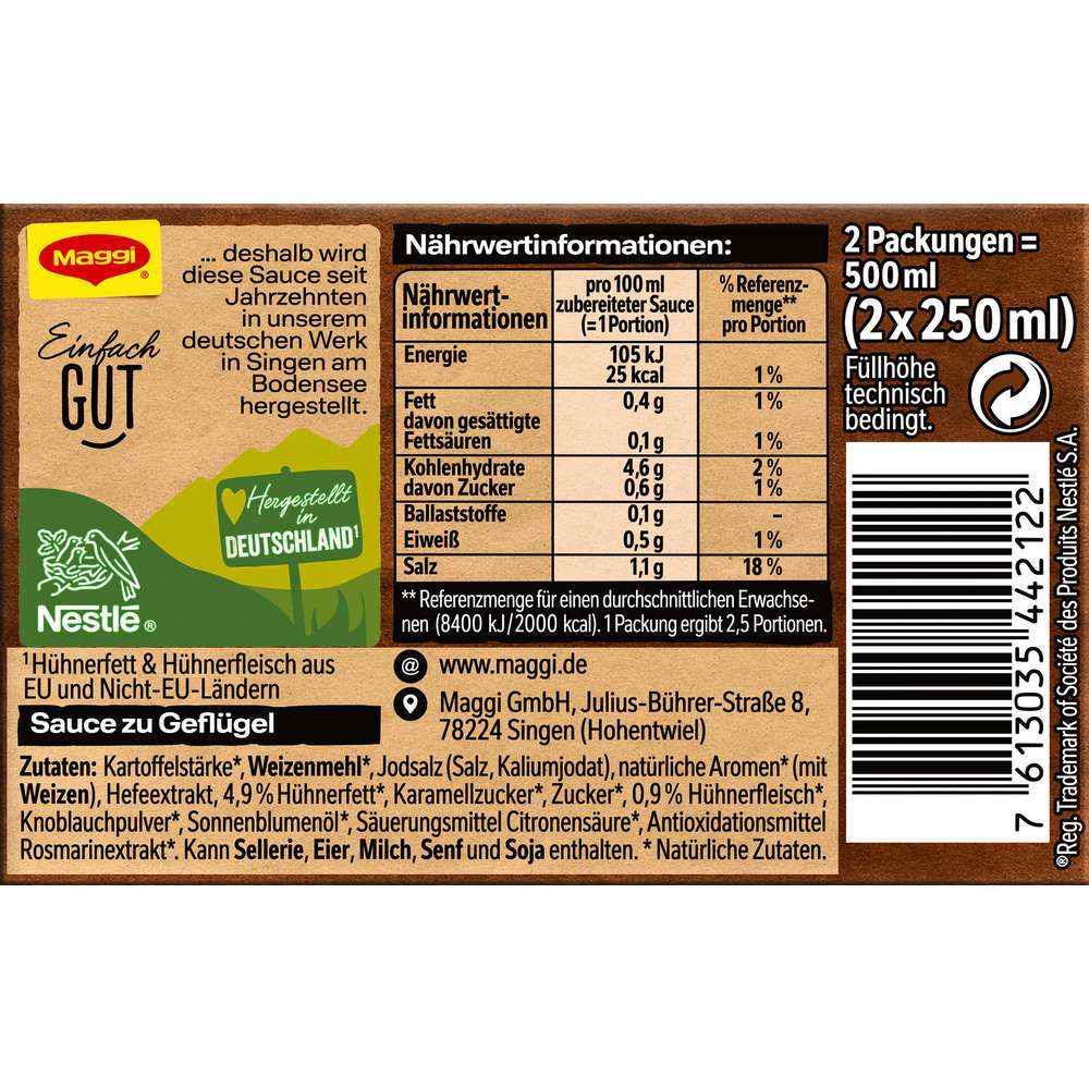 Produktabbildung Maggi Delikatess-Sauce, Geflügel