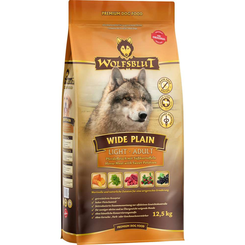 Produktabbildung Wolfsblut Hunde-Trockenfutter Wide Plain Light, Pferdefleisch/Süßkartoffel