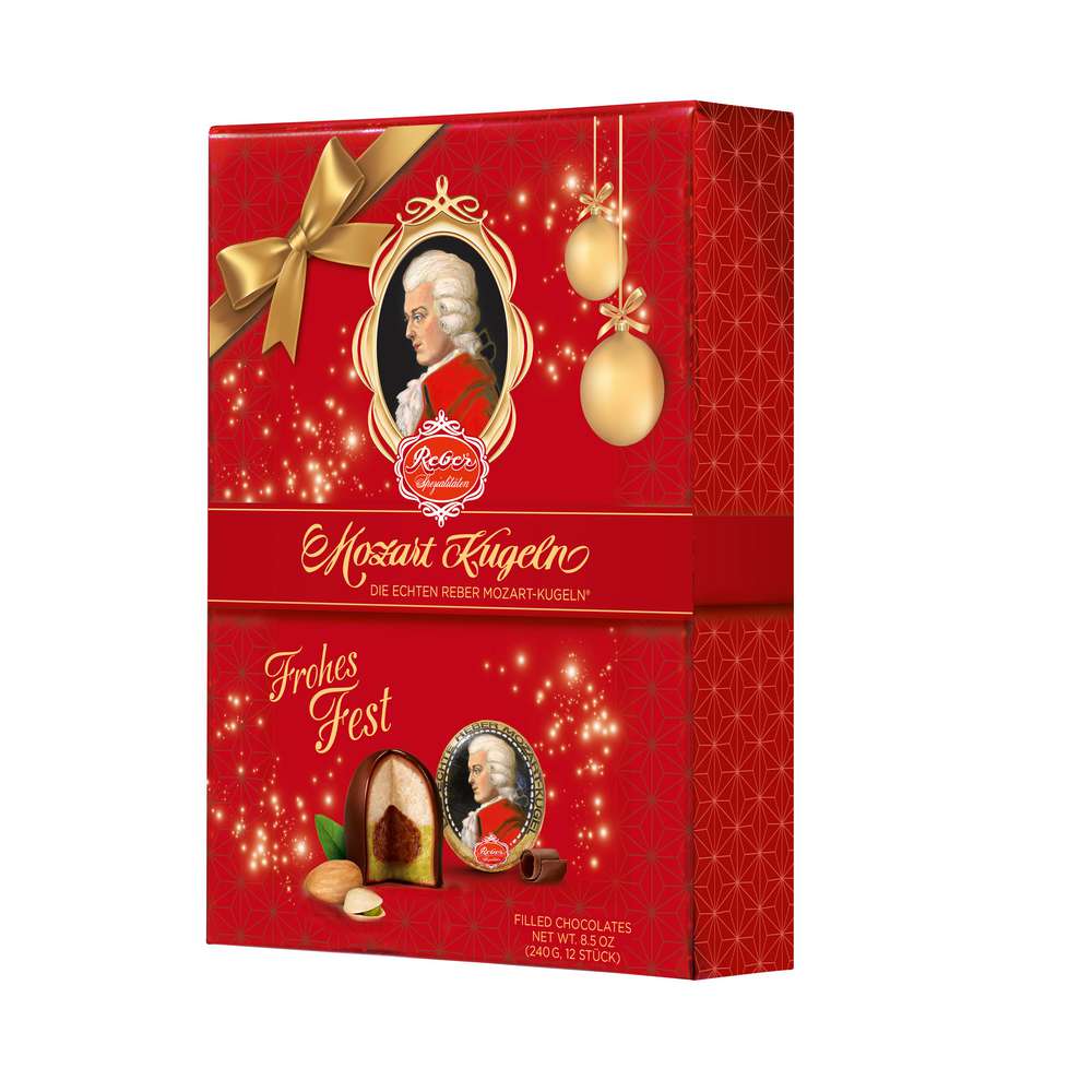 Produktabbildung Reber Mozart Kugeln Fröhliche Weihnachten