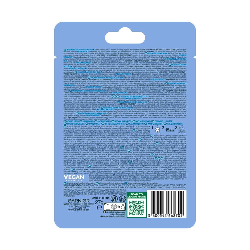 Produktabbildung Garnier Tuchmaske Skin Active Hyaluron Glass Skin
