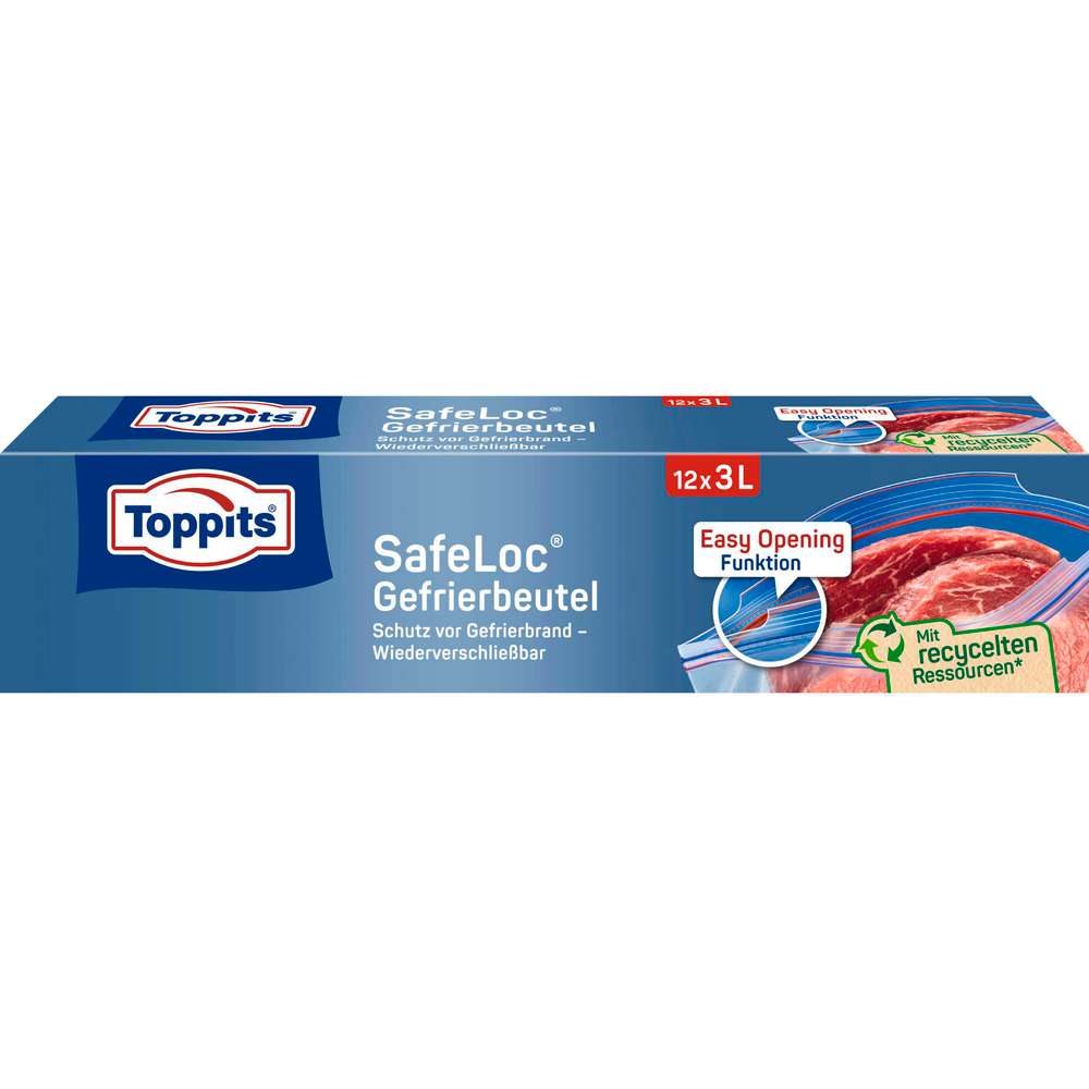 Produktabbildung Toppits Doppelverschluss Gefrierbeutel mit Safeloc-Verschluss, 3l