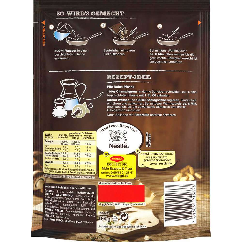Produktabbildung Maggi Wirtshaus Nudelpfanne Pilzen, Zwiebeln