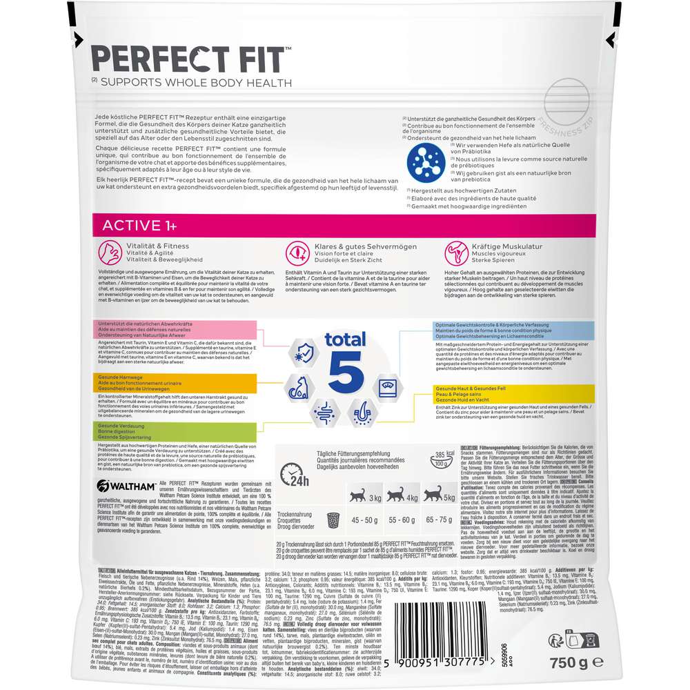 Produktabbildung Perfect Fit Katzen-Trockenfutter, Active, Rind