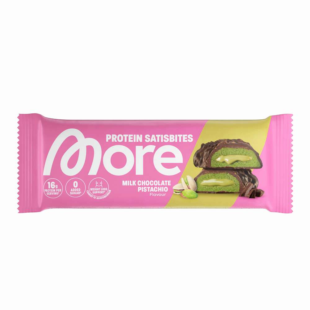 Produktabbildung More Nutrition Protein-Riegel Satisbite, Milk Choco Pistaccio
