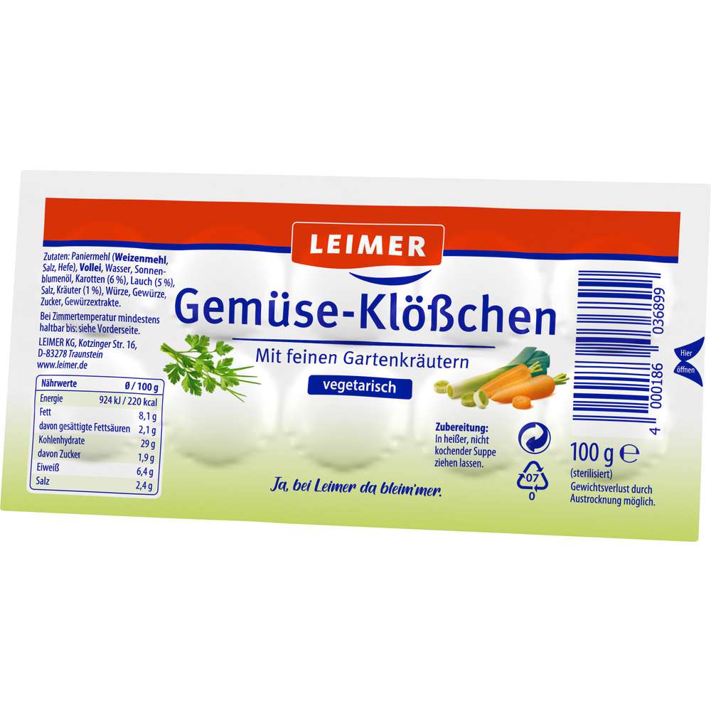 Produktabbildung Leimer Vegetarische Suppenklößchen