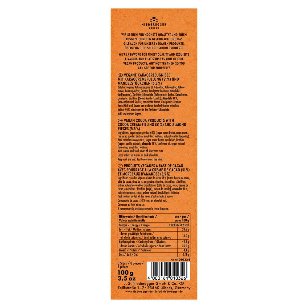 Produktabbildung Niederegger Vegane Pralinen, Mandel-Brownie Choc