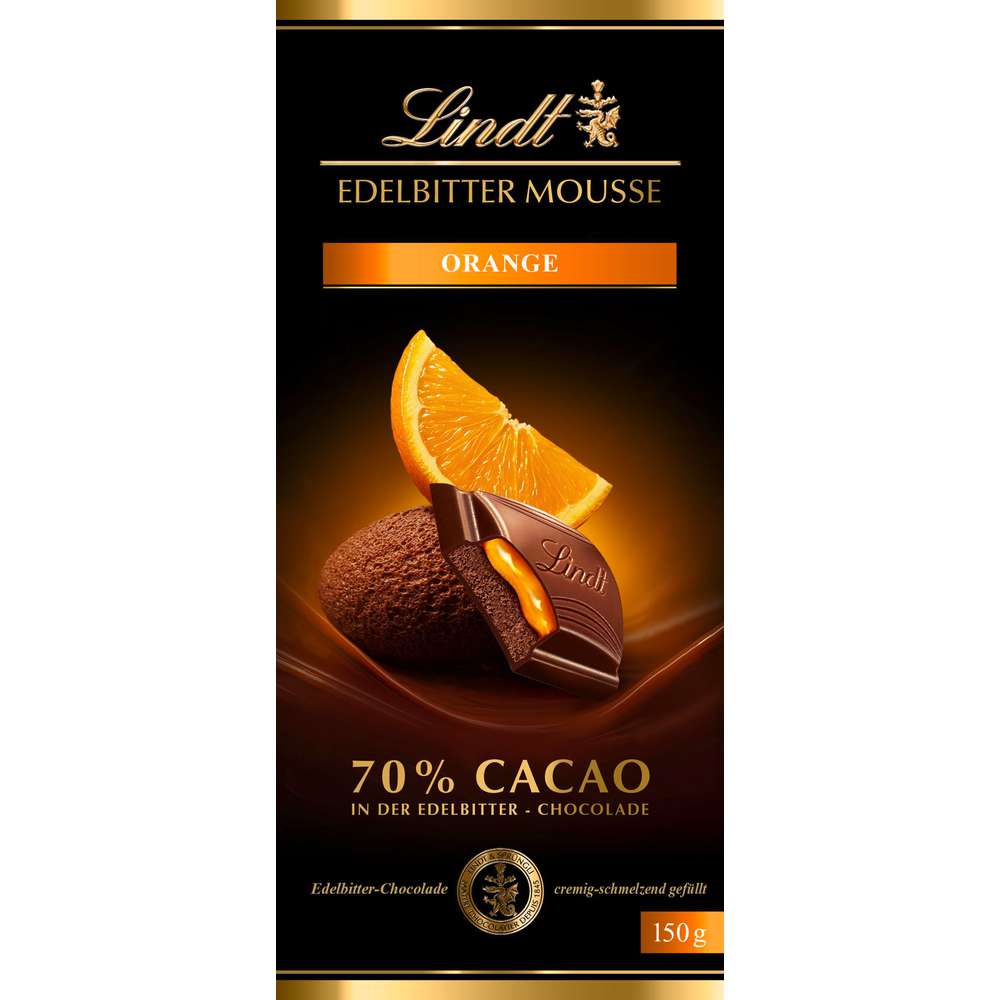 Produktabbildung Lindt Tafelschokolade Edelbitter Mousse, Orange