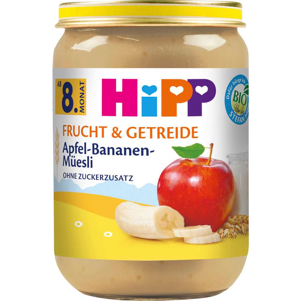 Produktabbildung Hipp Bio Babynahrung Frucht & Getreide, Apfel-Bananen-Müesli