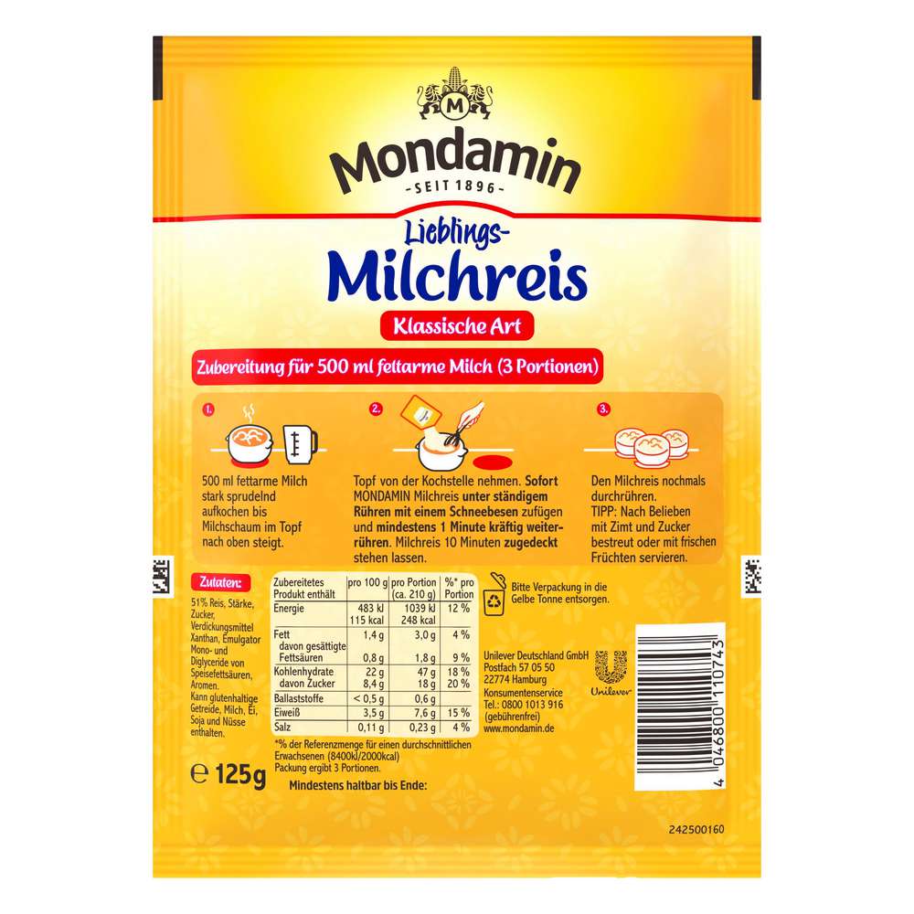 Produktabbildung Mondamin Milchreis, Klassische Art