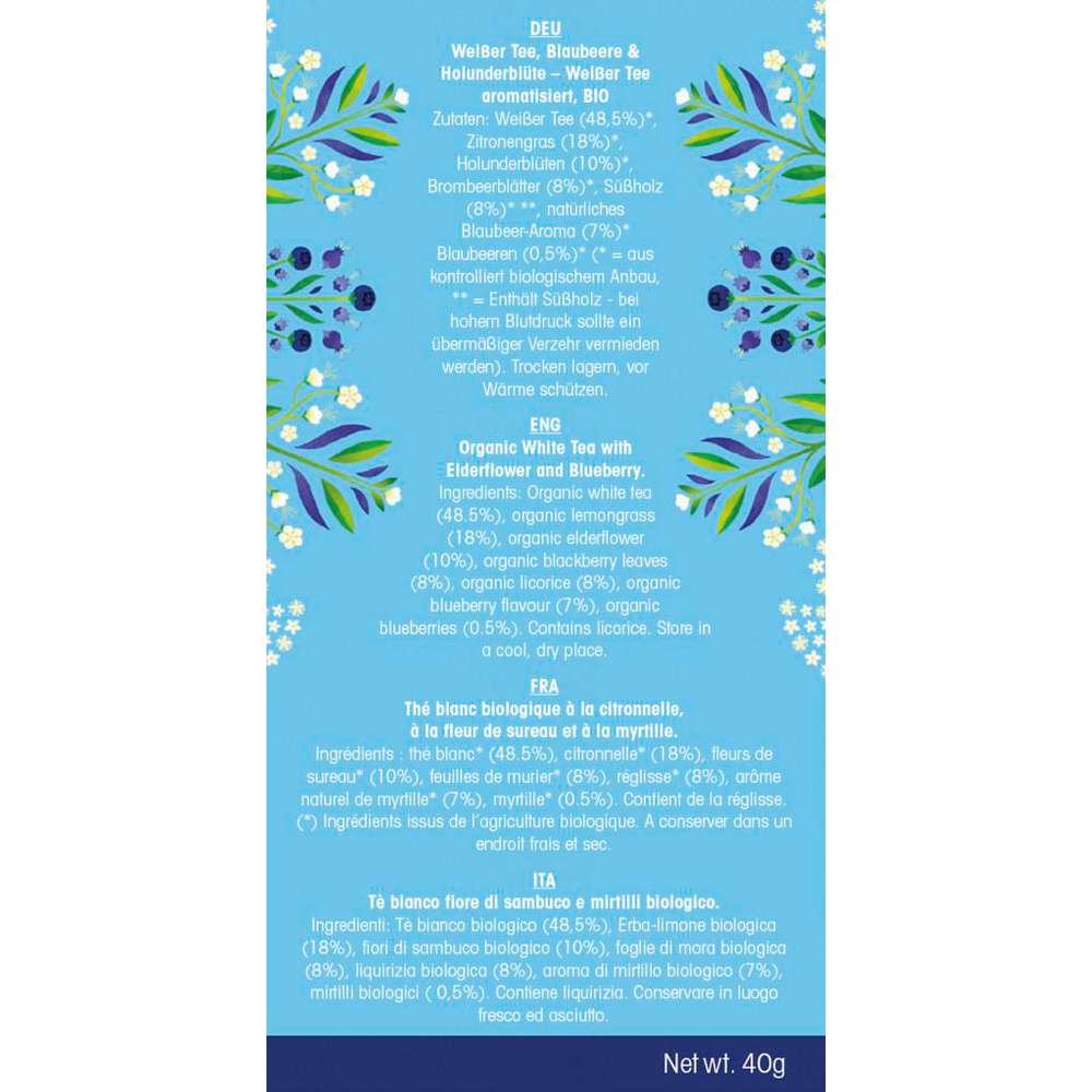 Produktabbildung English Tea Shop Bio Tee Organic, Weisser Tee, Blaubeere & Holunderblüte
