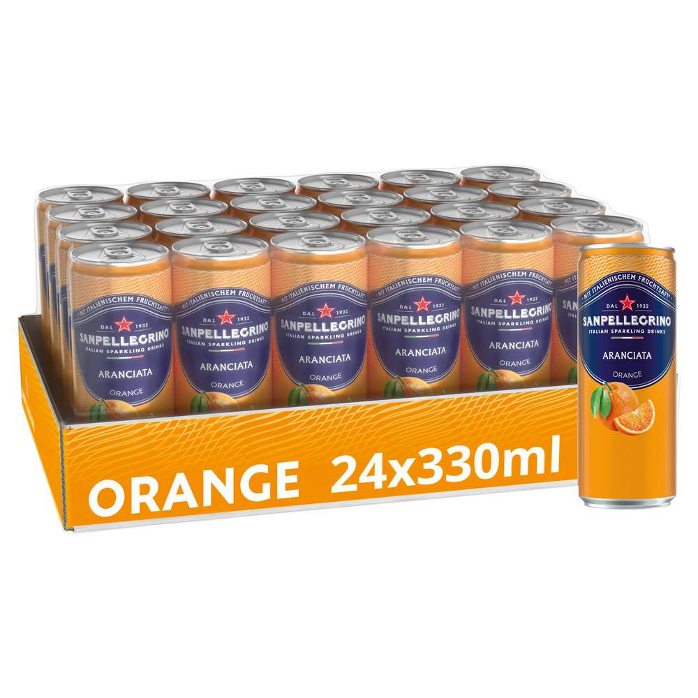 Produktabbildung San Pellegrino Aranciata, Orangenfruchtsaftgetränk (24x 0,330 Liter)