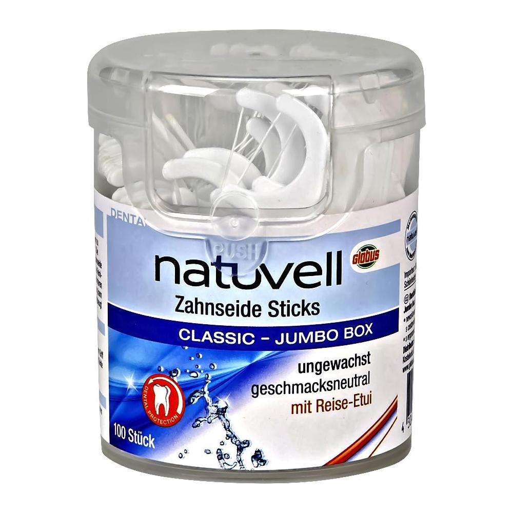 Produktabbildung keine Marke natuvell Zahnseide-Sticks Classic Jumbo-Box, 100 Stück