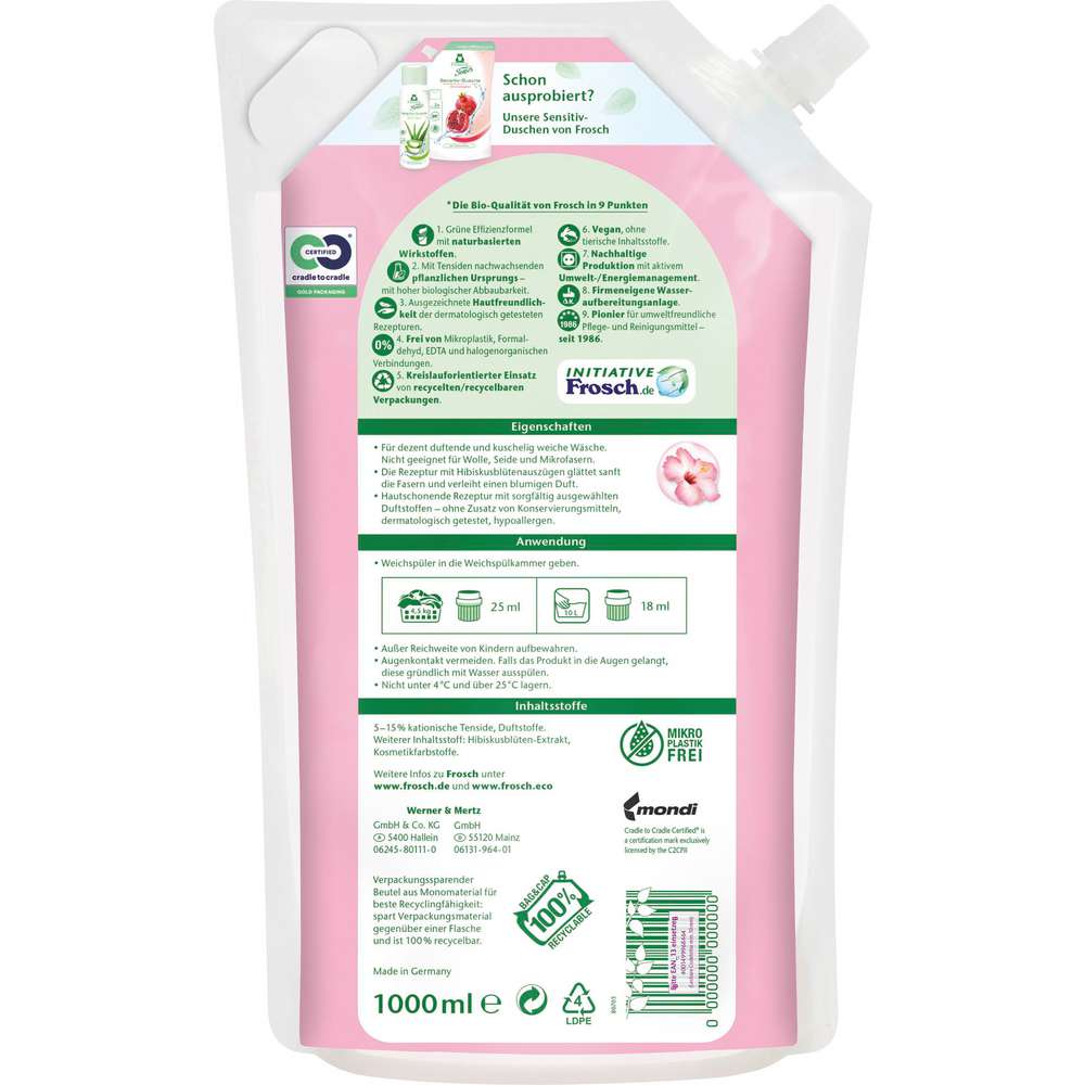 Produktabbildung Frosch Weichspüler, Hibiskusblüte