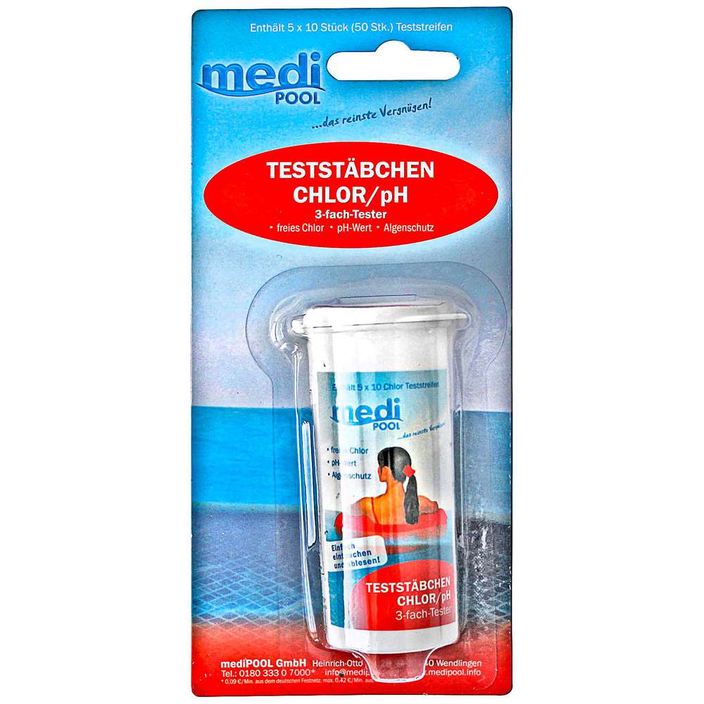 Produktabbildung mediPOOL Teststäbchen Chlor/PH