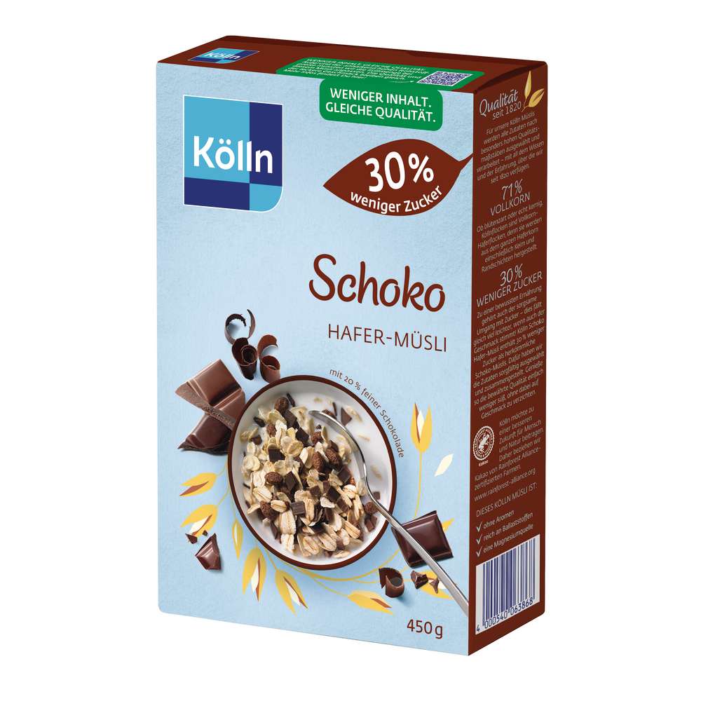 Produktabbildung Kölln Knusper-Müsli Schoko, 30% weniger Zucker
