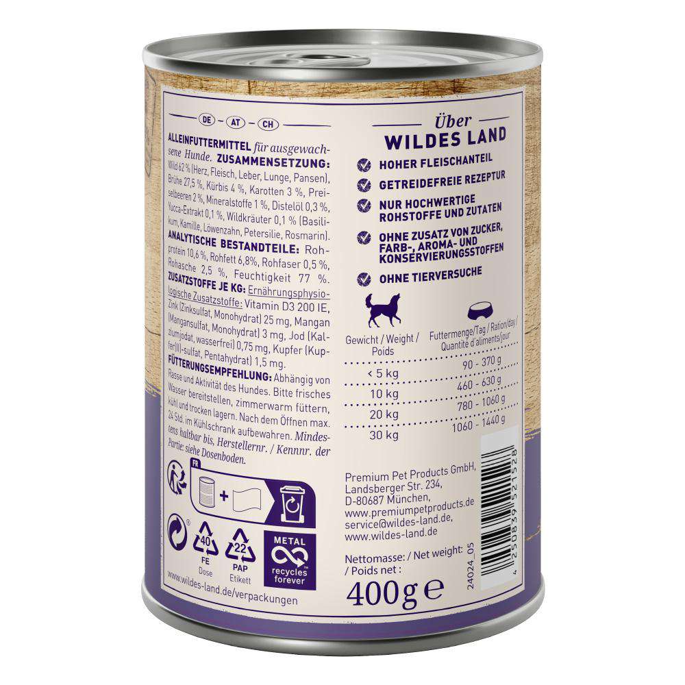 Produktabbildung Wildes Land Hunde-Nassfutter, Wild/Kürbis