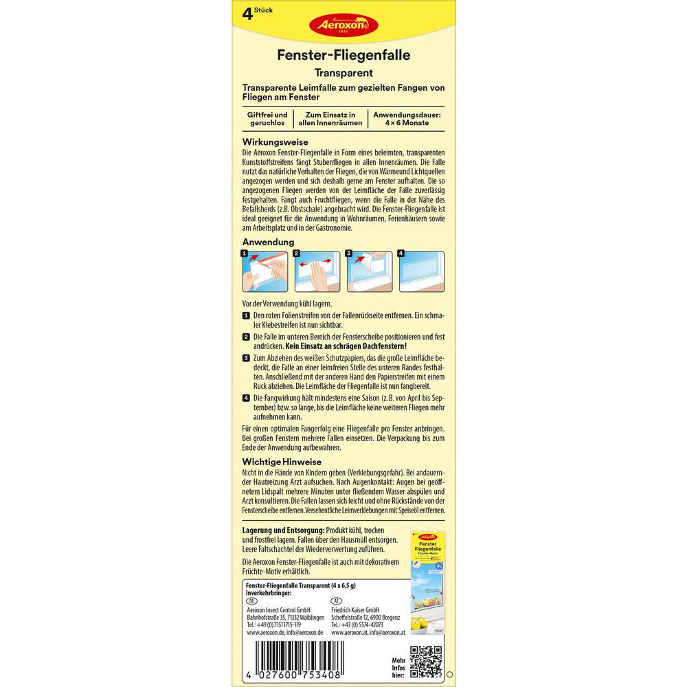 Produktabbildung Aeroxon Fenster-Fliegenfalle, transparent
