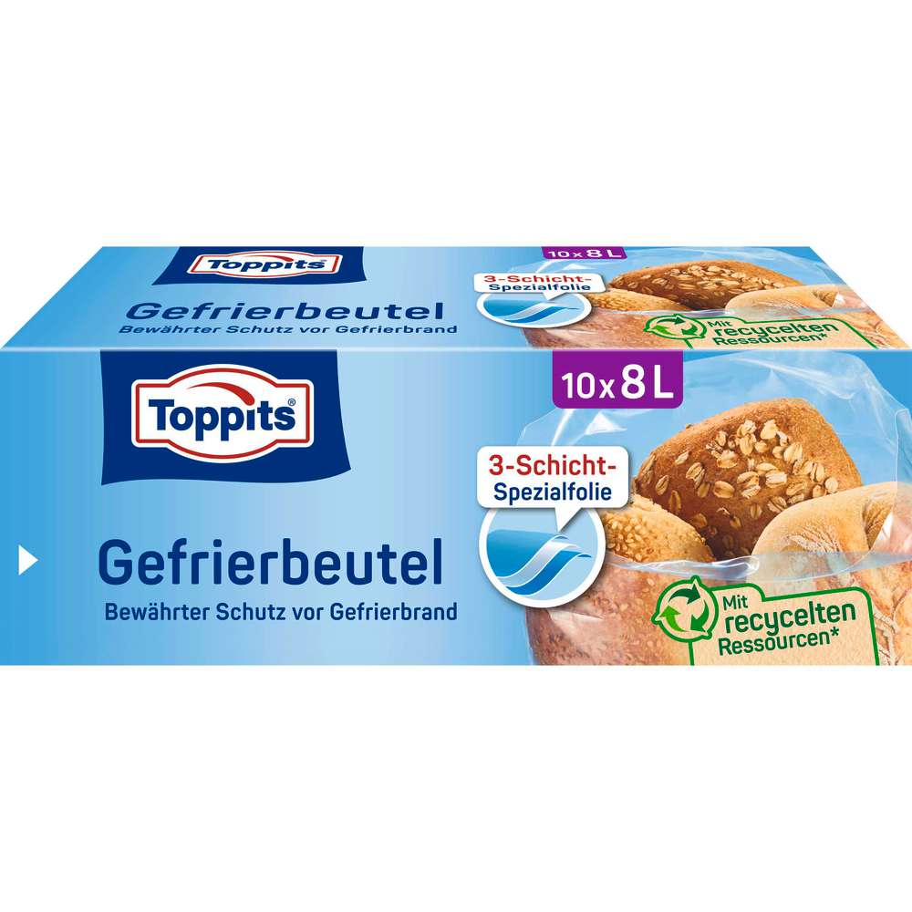 Produktabbildung Toppits Gefrierbeutel, 10 x 8l