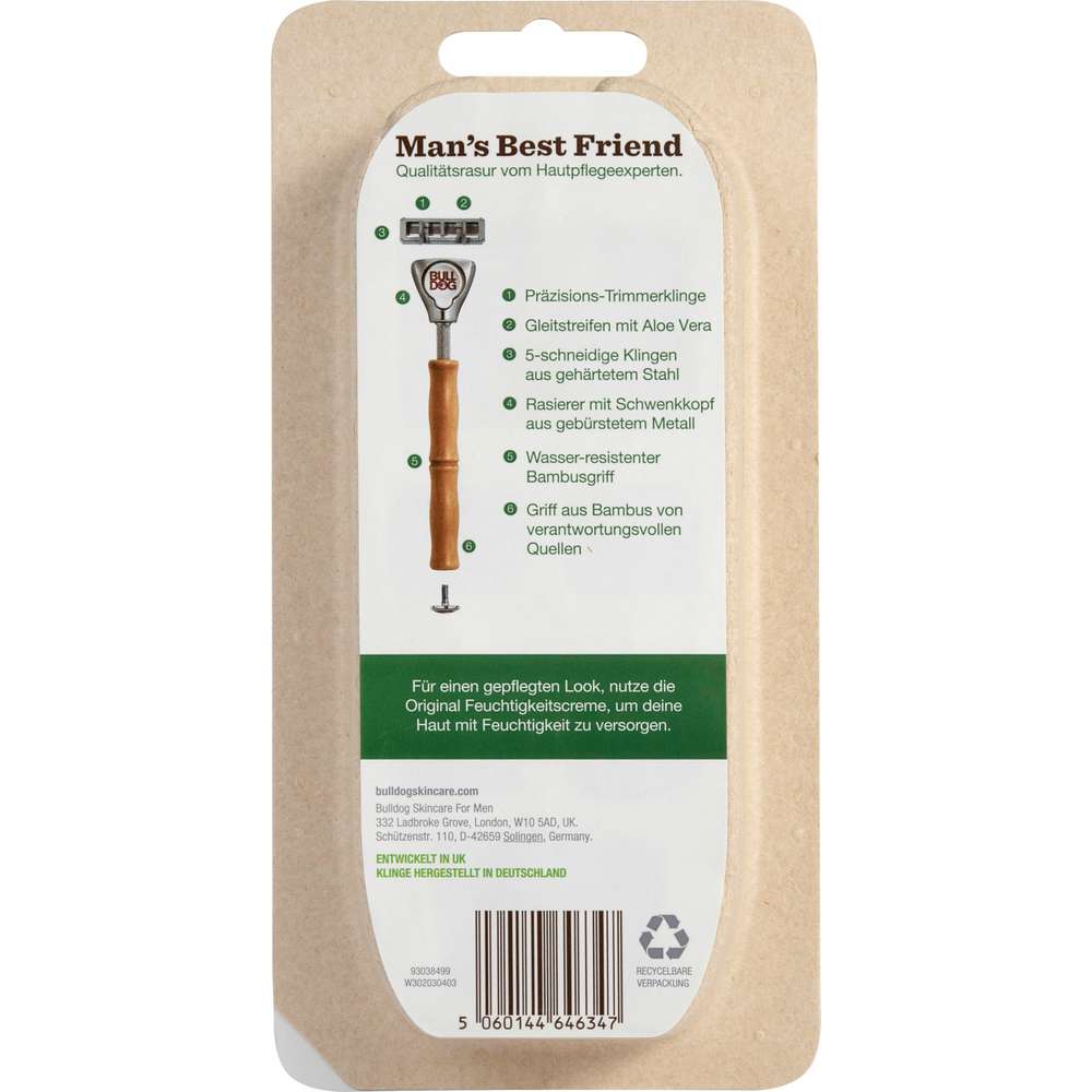 Produktabbildung Bulldog Rasierer, Original mit Bambusgriff, mit Ersatzklinge
