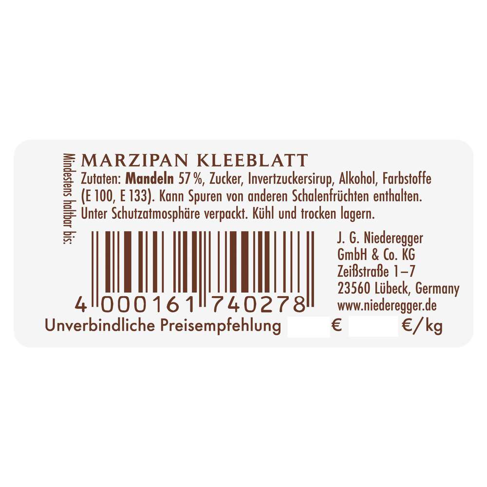 Produktabbildung Niederegger Marzipan Kleeblatt