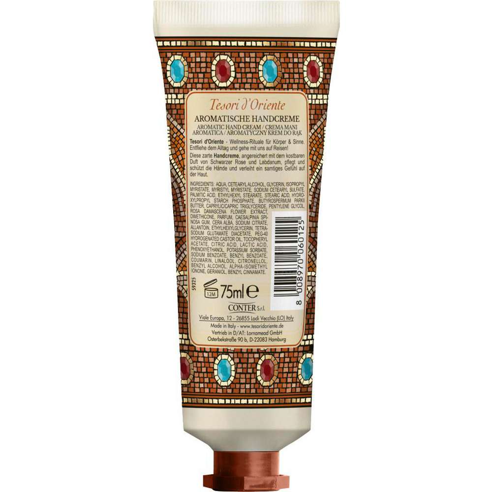 Produktabbildung Tesori d´Oriente Handcreme Byzantium, Schwarze Rose & Labdanum