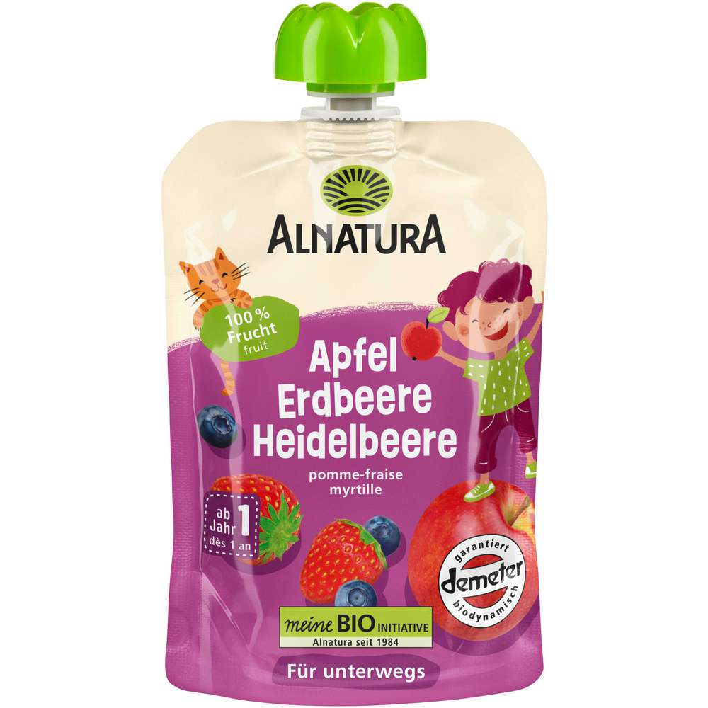 Produktabbildung Alnatura Quetschie Apfel Erdbeere Heidelbeere