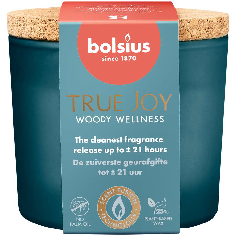 Produktabbildung Bolsius Duftglas + Deckel True Joy, Woody Wellness