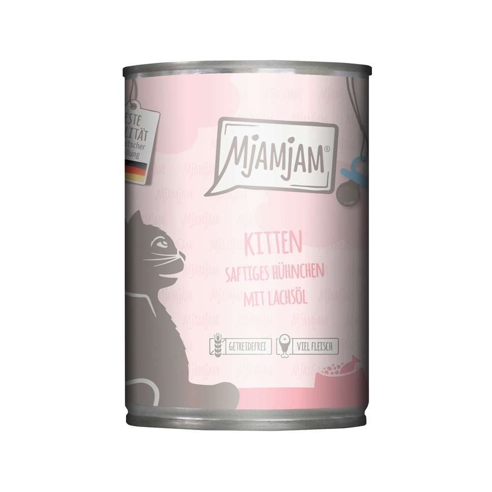 Produktabbildung MjAMjAM Katzen-Nassfutter, Kitten Huhn/Lachsöl