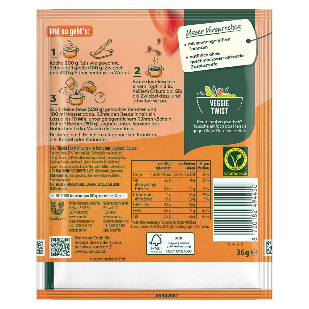 Produktabbildung Knorr Fix-Würzmischung, Indisches Hähnchen