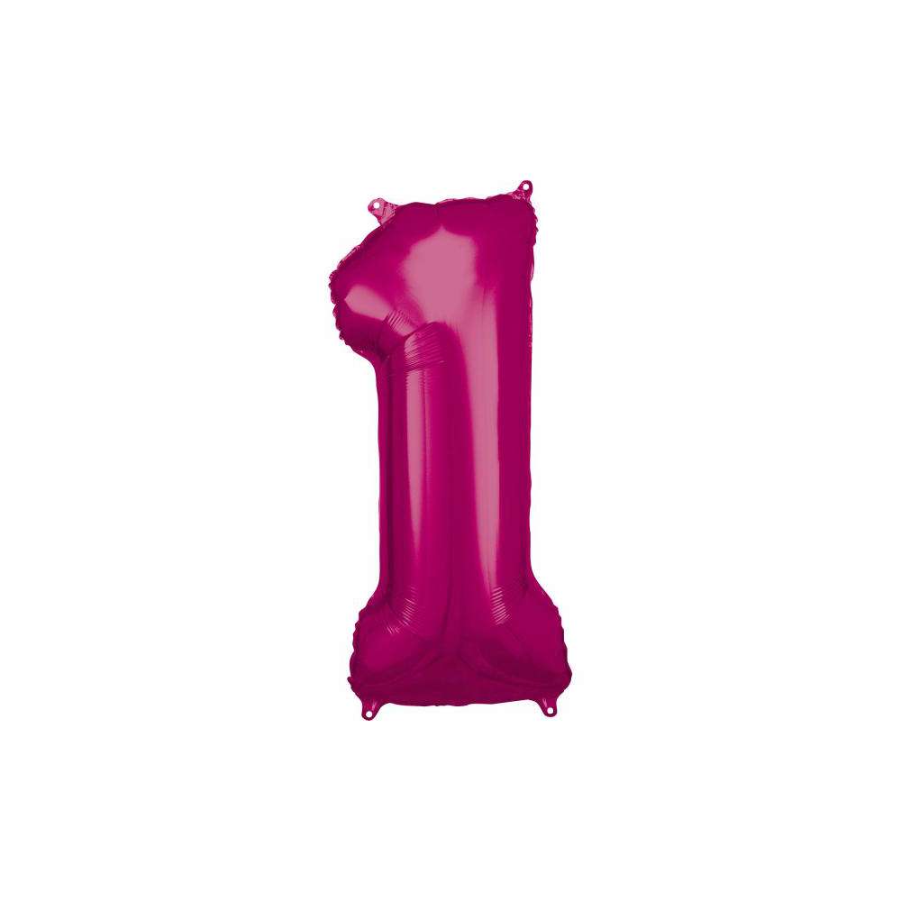 Produktabbildung amscan Folienballon pink, große Nummer 1
