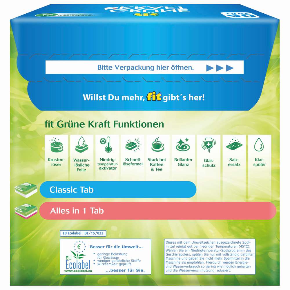 Produktabbildung Fit Geschirrspül-Tabs Grüne Kraft, Classic