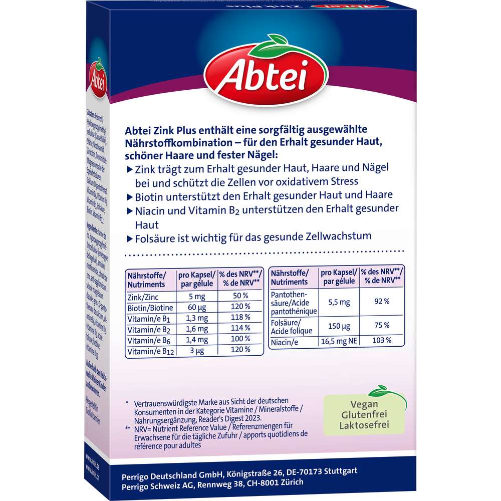 Produktabbildung Abtei Zink Plus Kapseln