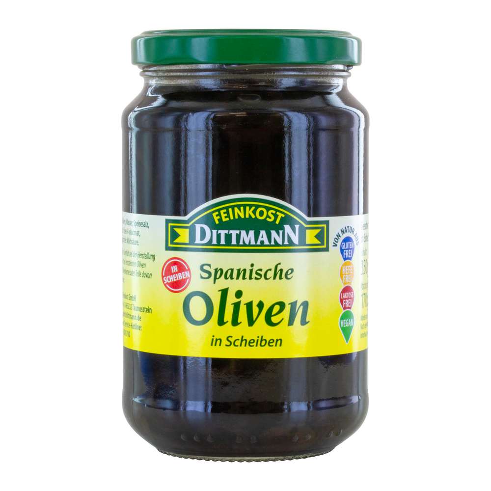 Produktabbildung Feinkost Dittmann Schwarze Oliven in Scheiben
