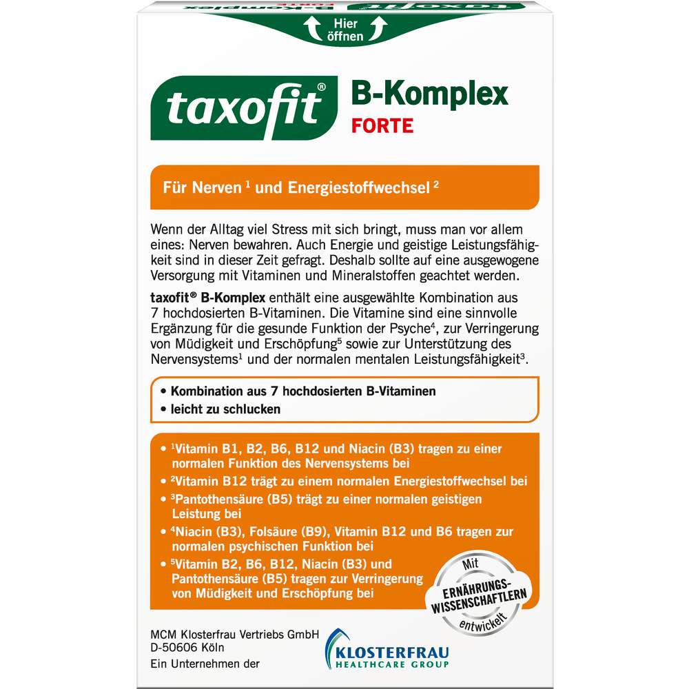 Produktabbildung Taxofit B-Komplex Forte, vegan