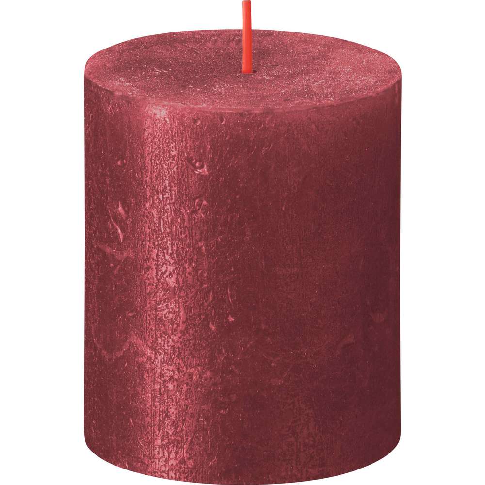 Produktabbildung Bolsius Stumpenkerze Rustik Shimmer 8x6,8cm, rot