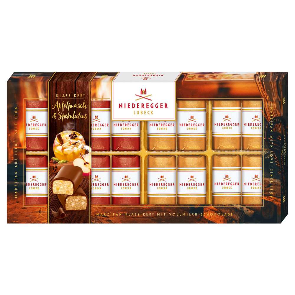 Produktabbildung Niederegger Marzipan Klassiker Pralinen, Apfelpunsch und Spekulatius