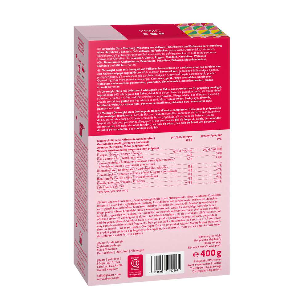 Produktabbildung 3Bears ONO Overnight Oats, Sweet Strawberry