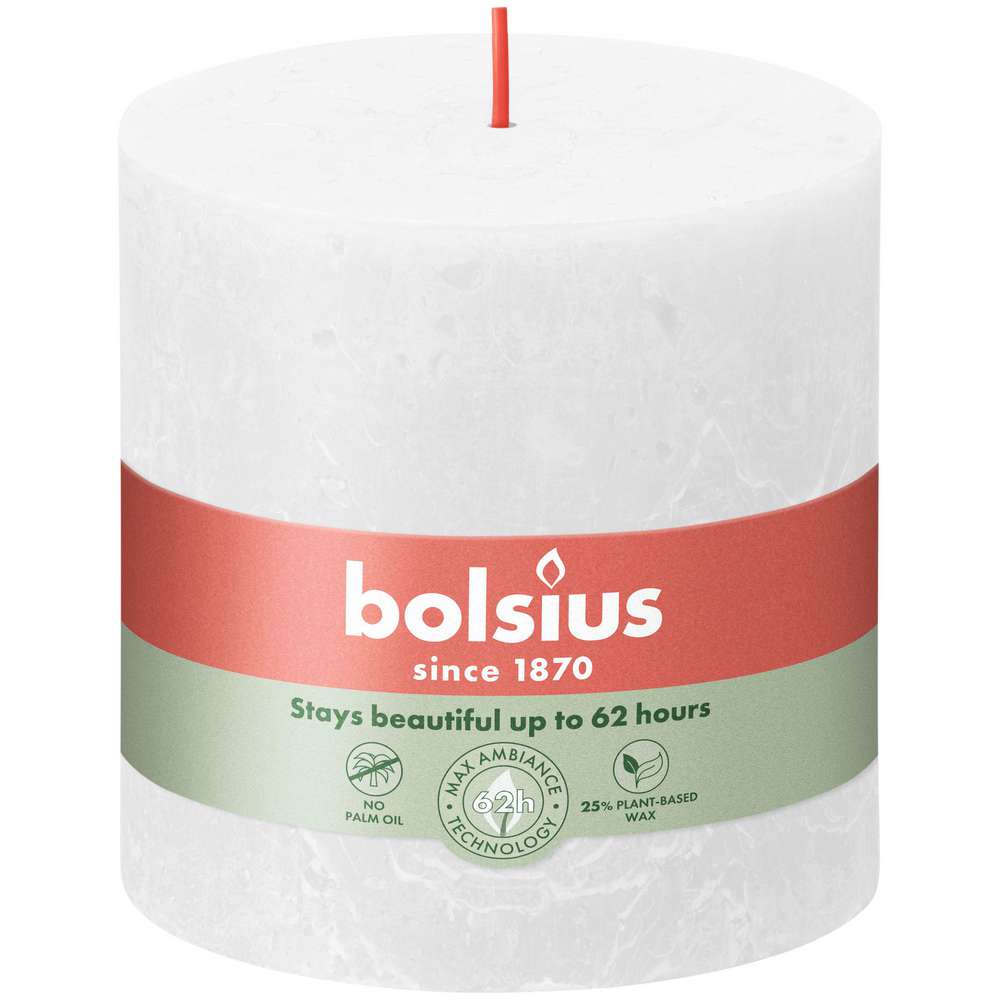 Produktabbildung Bolsius Stumpenkerze Rustik XXL 10x10cm, wolkiges weiß